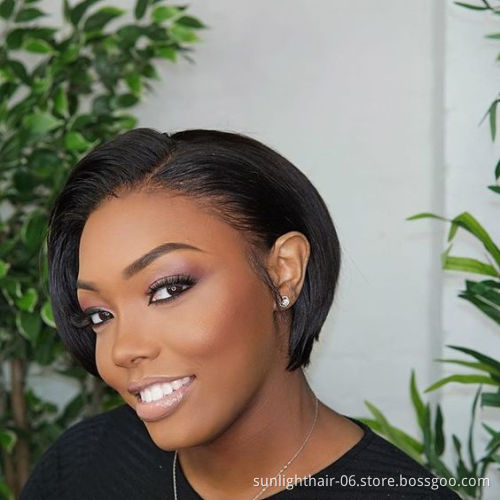2021 Fashion 100% Human Hair T-part Lace Wig Cuticle Aligned Hair Lace Front Short Pixie T-part lace Wig